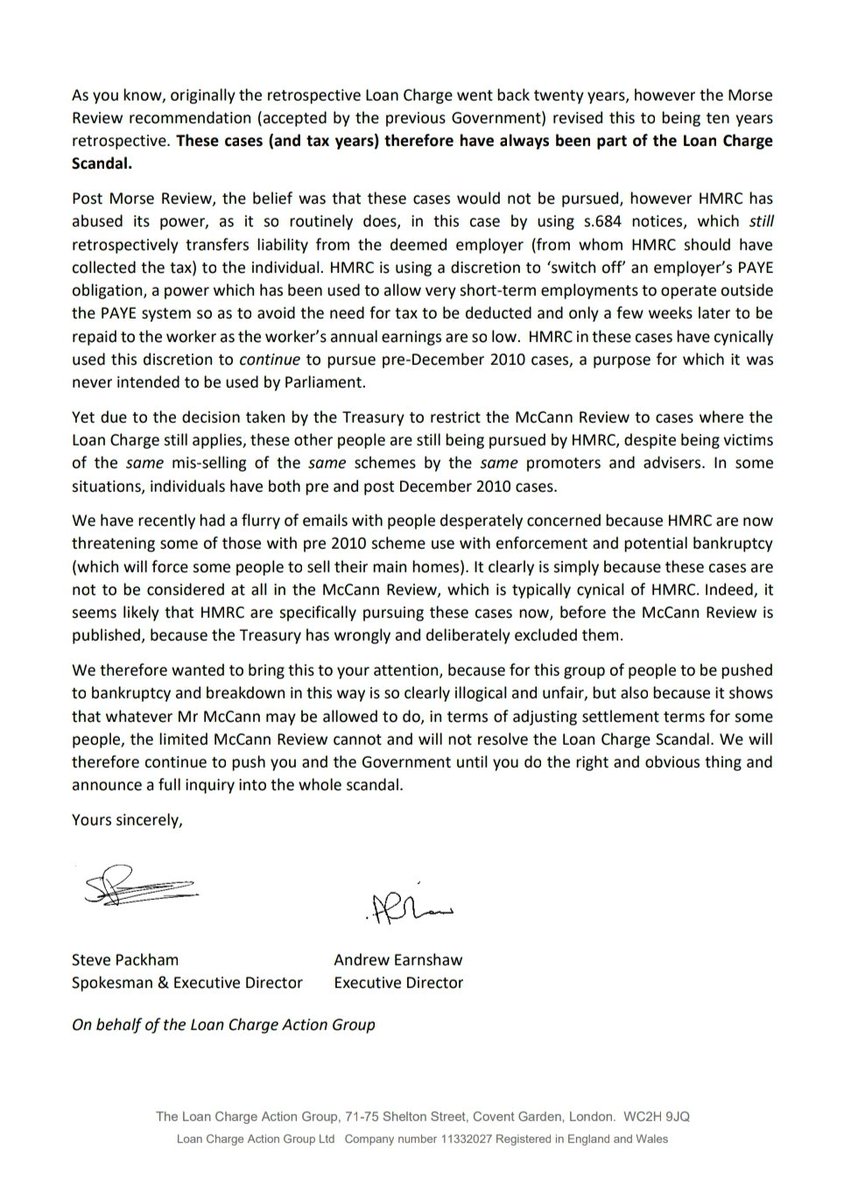 LCAG_2019's tweet image. LCAG has written to new Exchequer Secretary to the Treasury @Dan4Barnet, following meeting, to highlight inherent weaknesses of #McCannReview. 
- Role of #accountants &amp;amp; #recruitmentagencies.
- Limited action against promoters.
- Only covers 2010-17 etc. 
hmrcloancharge.info/wp-content/upl…