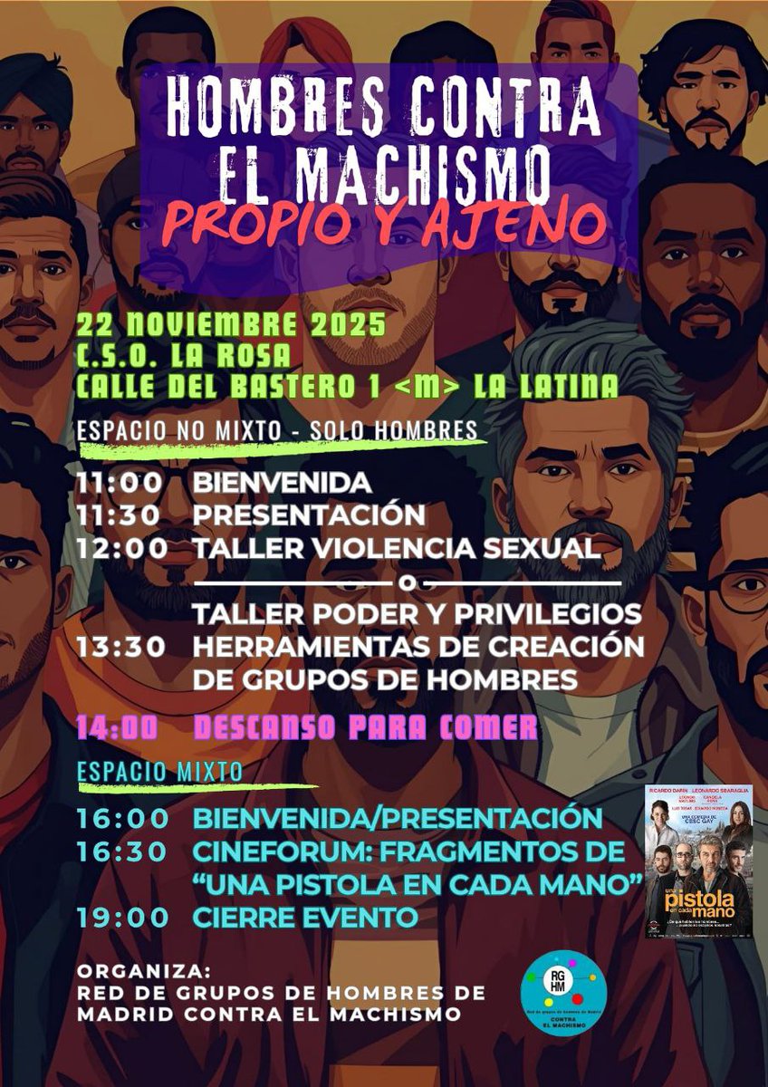 🚨Desde la red estamos preparando una jornada de reflexión colectiva para hablar de nuestros machismos, os esperamos el día 22!🔥
<a href="/carnecrudaradio/">Javier Gallego Crudo</a> <a href="/davidbroncano/">David Broncano</a> <a href="/davidpareja/">David Pareja</a> <a href="/Miguel__Lorente/">Miguel Lorente</a> <a href="/GHombres_Kontra/">Grupo de Hombres Antipatriarkal-Kontracorriente</a> <a href="/ElSaltoDiario/">El Salto</a> <a href="/lamarea_com/">La Marea</a>