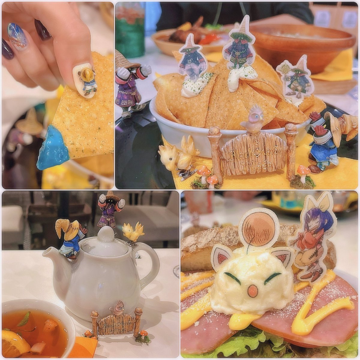 Y_Shinmyo's tweet photo. コラボカフェ後半に、作った子たちを引き連れて行ってきました！たべすぎた🍴 https://t.co/H8cIzSpXAL