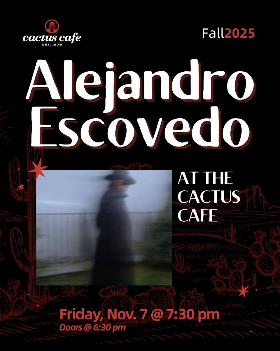 cactuscafeatx's tweet image. Singer-songwriter Alejandro Escovedo will take you on a journey through space and sky to unpredictable places. This show will be unforgettable--don't miss your chance to participate!
To purchase tickets: utunions.org/events/alejand…
#AustinMusic #LiveMusicAustin #MeetMeAtTheCactus