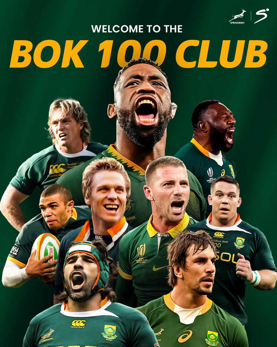 𝐀 𝐧𝐞𝐰 𝐜𝐞𝐧𝐭𝐮𝐫𝐢𝐨𝐧 𝐞𝐧𝐭𝐞𝐫𝐬 𝐭𝐡𝐞 𝐜𝐡𝐚𝐭 🇿🇦🆕

Siya Kolisi becomes the ninth player to enter the Bok 100 club 🤝©️

#SSRugby