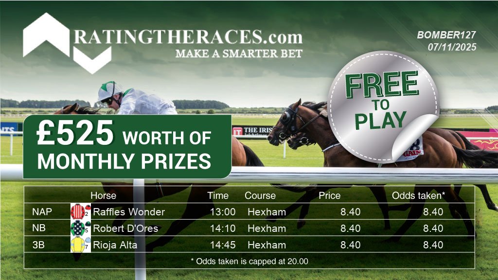666_pjs's tweet image. My #RTRNaps are:

Raffles Wonder @ 13:00
Robert D&apos;Ores @ 14:10
Rioja Alta @ 14:45

Sponsored by @RatingTheRaces - Enter for FREE here: bit.ly/NapCompFreeEnt…