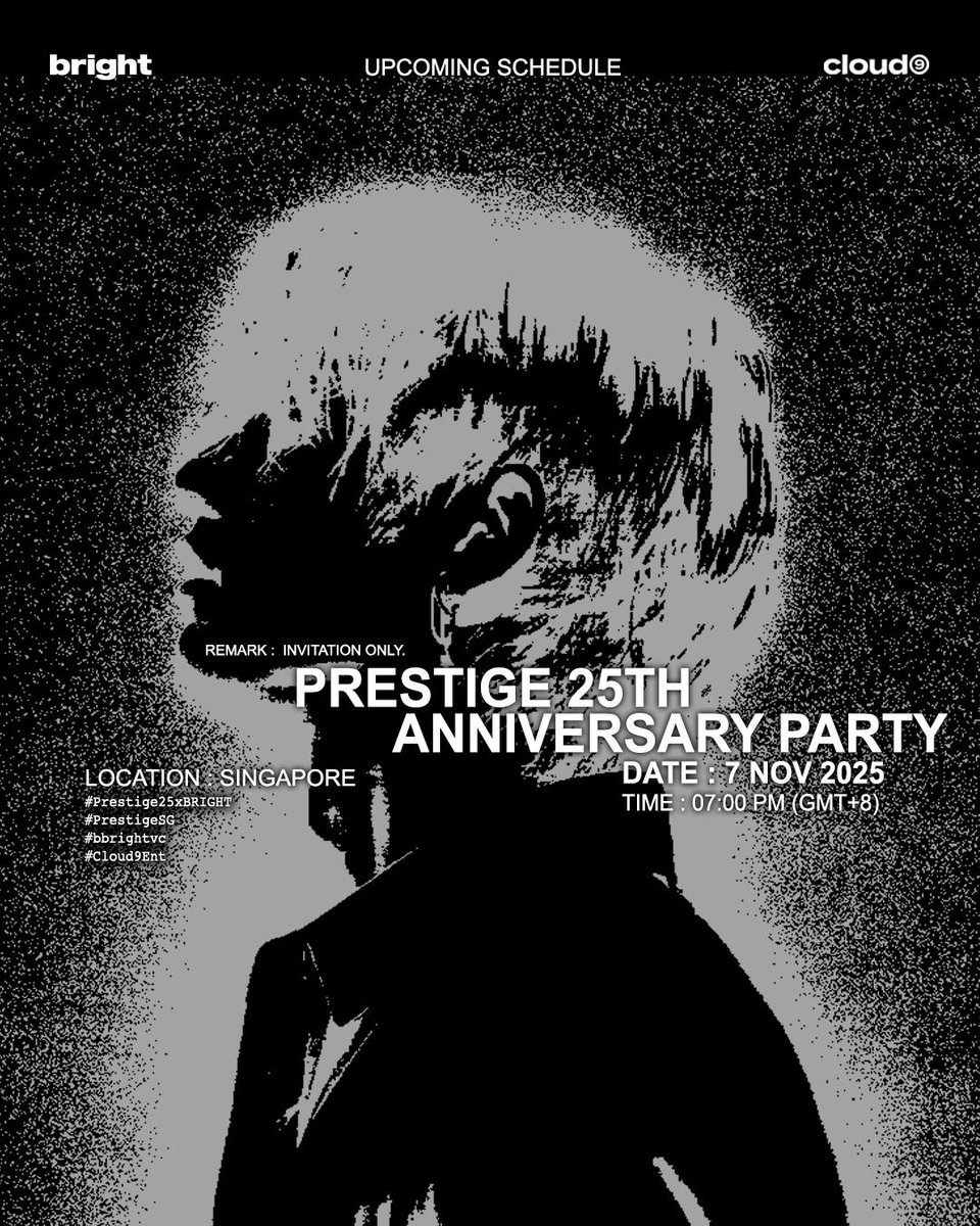 งานเริ่มแล้ว มารอชมแล้วครับ

#Prestige25xBRIGHT 
#PrestigeSG #bbrightvc
<a href="/bbrightvc/">bright</a>