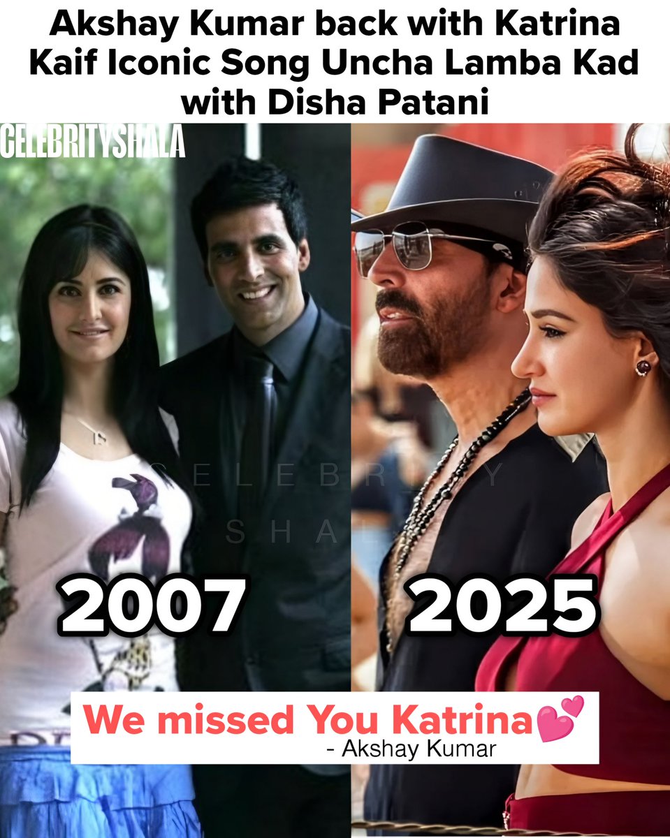 CelebrityShala's tweet photo. Akshay Kumar remembers Close friend Katrina Kaif as he recreates ‘Ek Uncha Lamba Kad’ with Disha Patani in ‘Welcome to the Jungle’❤️ https://t.co/qyyy4o3kVN