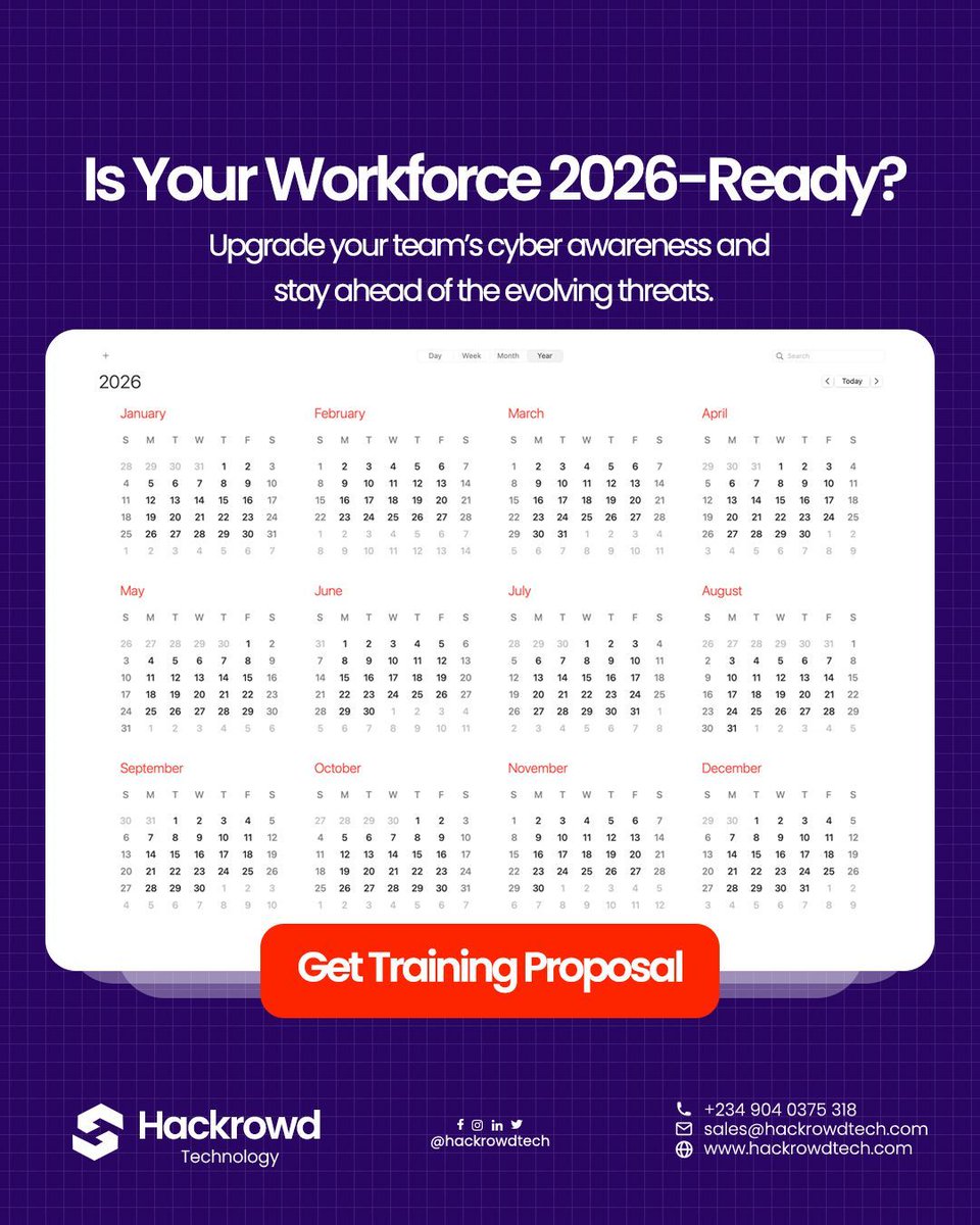 hackrowdtech's tweet image. Cyber threats are evolving, is your team evolving too?
2026 is closer than you think.
Prepare your employees to spot, stop, and respond to tomorrow’s threats today with Hackrowd’s Corporate Security Training.

🔗 hackrowdtech.com/corporate-secu…

#Hackrowd #CyberAwareness