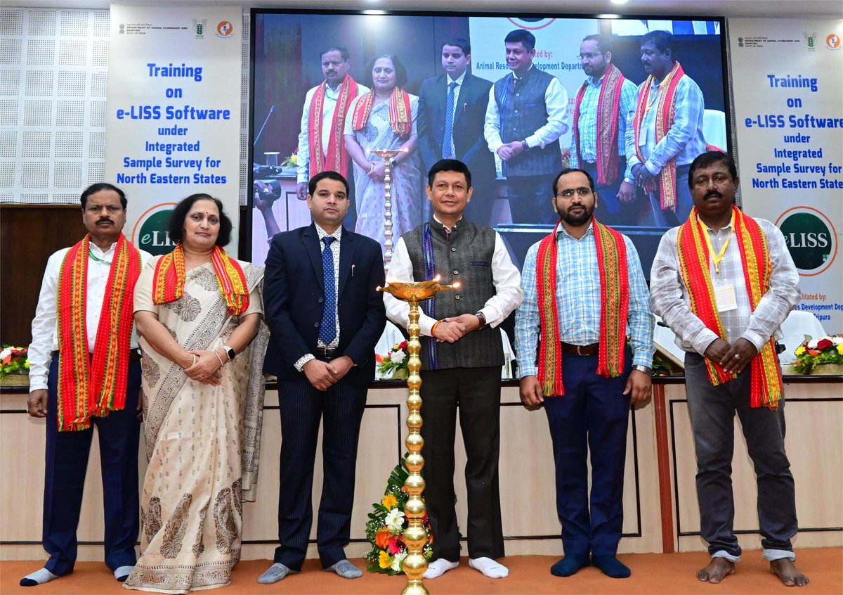 A two day training on e-LISS Software under the Integrated Sample Survey for NE States commenced today at Pragna Bhavan, Agartala, hosted by ARDD, Tripura.<a href="/DrManikSaha2/">Prof.(Dr.) Manik Saha</a> <a href="/MinSudhangshu/">Sudhangshu Das</a> <a href="/Dept_of_AHD/">Dept of Animal Husbandry & Dairying, Min of FAH&D</a> <a href="/mygovtripura/">MyGov Tripura</a> <a href="/MIB_India/">Ministry of Information and Broadcasting</a> [1/5]