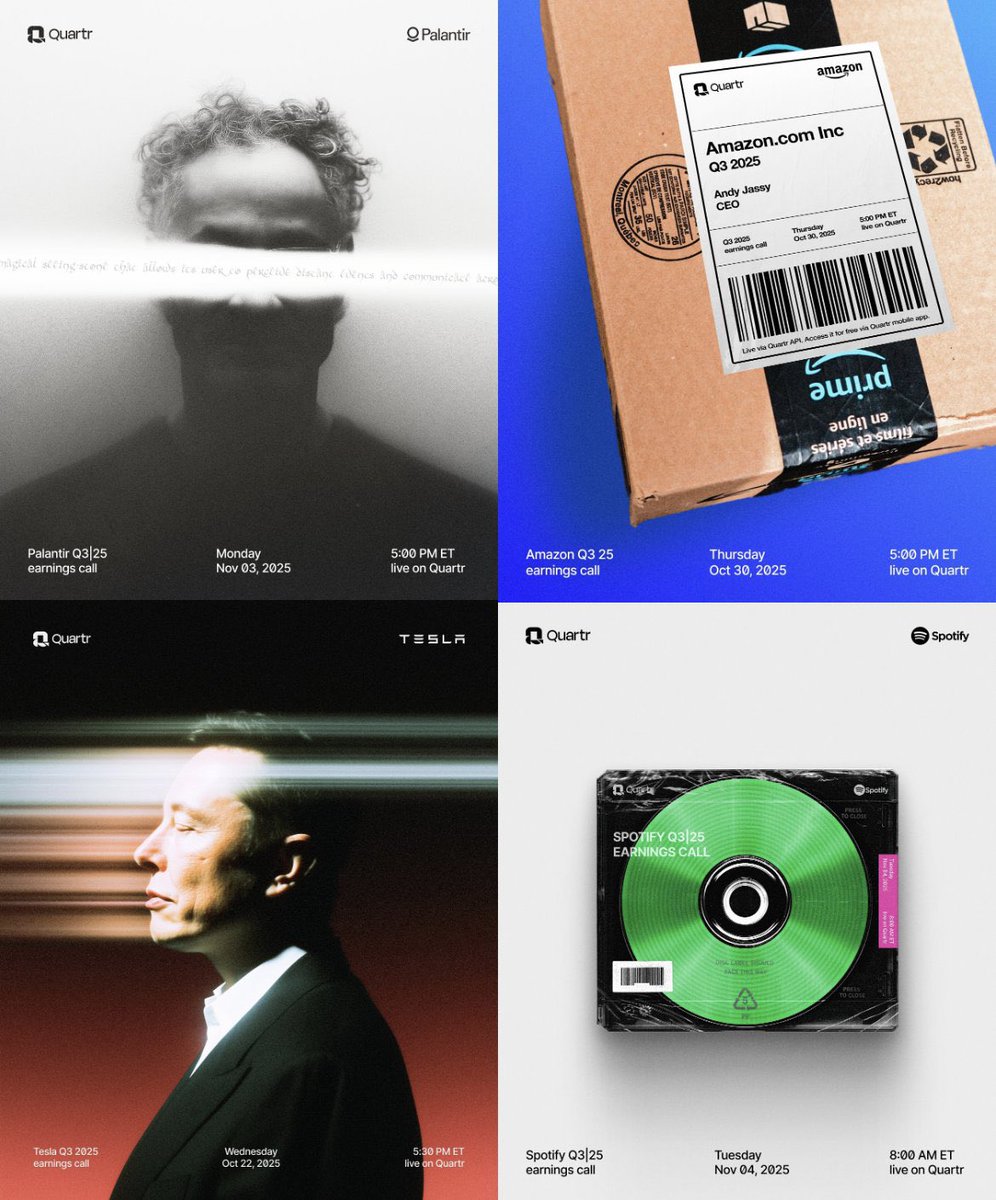 Do we know who is the designer yet? Because this is class design.

Simple posters, typography usage on point. <a href="/Quartr_App/">Quartr</a> team is on fire right now.

Is this using AI? Is this hands on photoshop skills? I need clarity here.