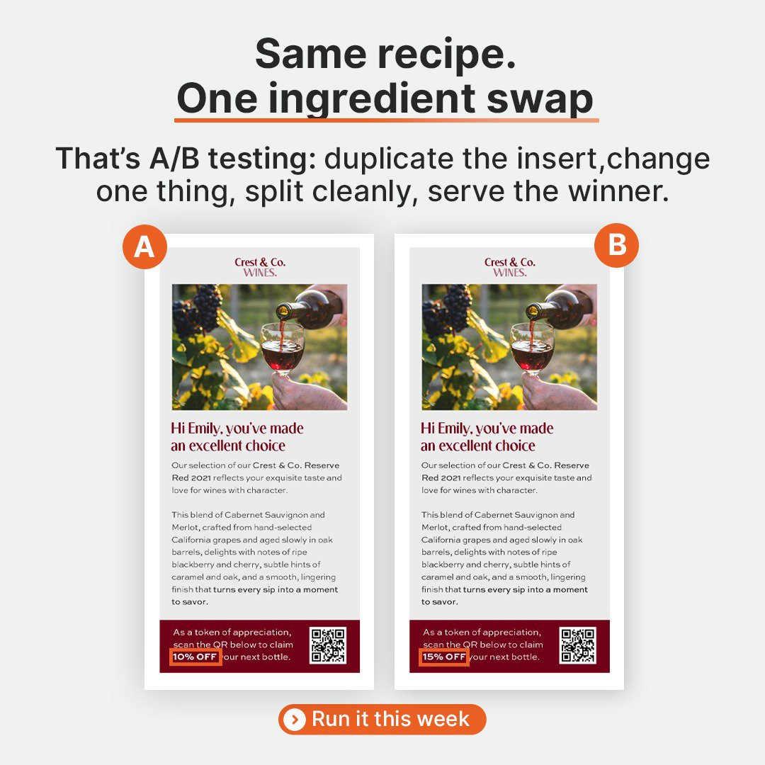 GoUnDigital's tweet photo. If you were ever confused by A/B testing, here's a good metaphor. Keep the recipe, tweak one ingredient. Two inserts, one change, clean split. Serve the winner.
That’s A/B testing done right.
#ecommerce #dtc #marketing https://t.co/3vqgmJ8szE