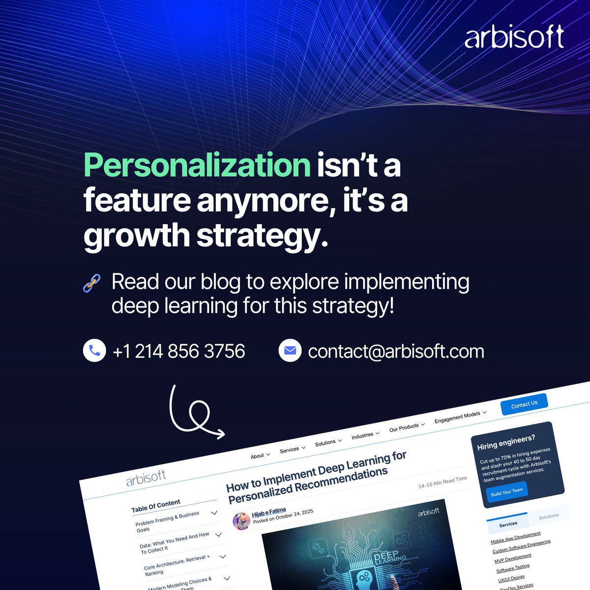 arbisoft's tweet image. Ever wonder how Netflix just knows what you’ll binge next? 🍿
Or how your shopping app recommends exactly what you need? 👀

💡 Discover how to implement deep learning for personalization: tinyurl.com/38urxpc5

#DeepLearning #Personalization #ArbisoftBlogs