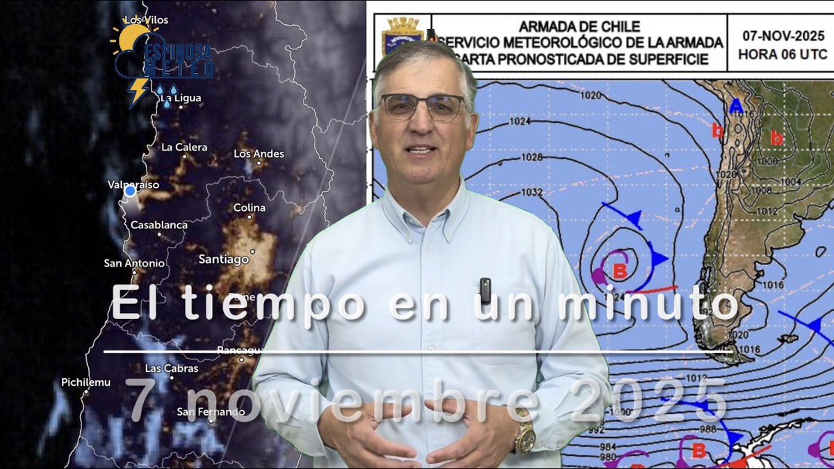 El tiempo en un minuto para la región de Valparaíso y Santiago para hoy viernes 7 de noviembre de 2025 y fin de semana!

youtu.be/PfgKLZ5ebGE?si…

Comenta y comparte!!!

#Tiempo #Clima #PronosticoDelTiempo