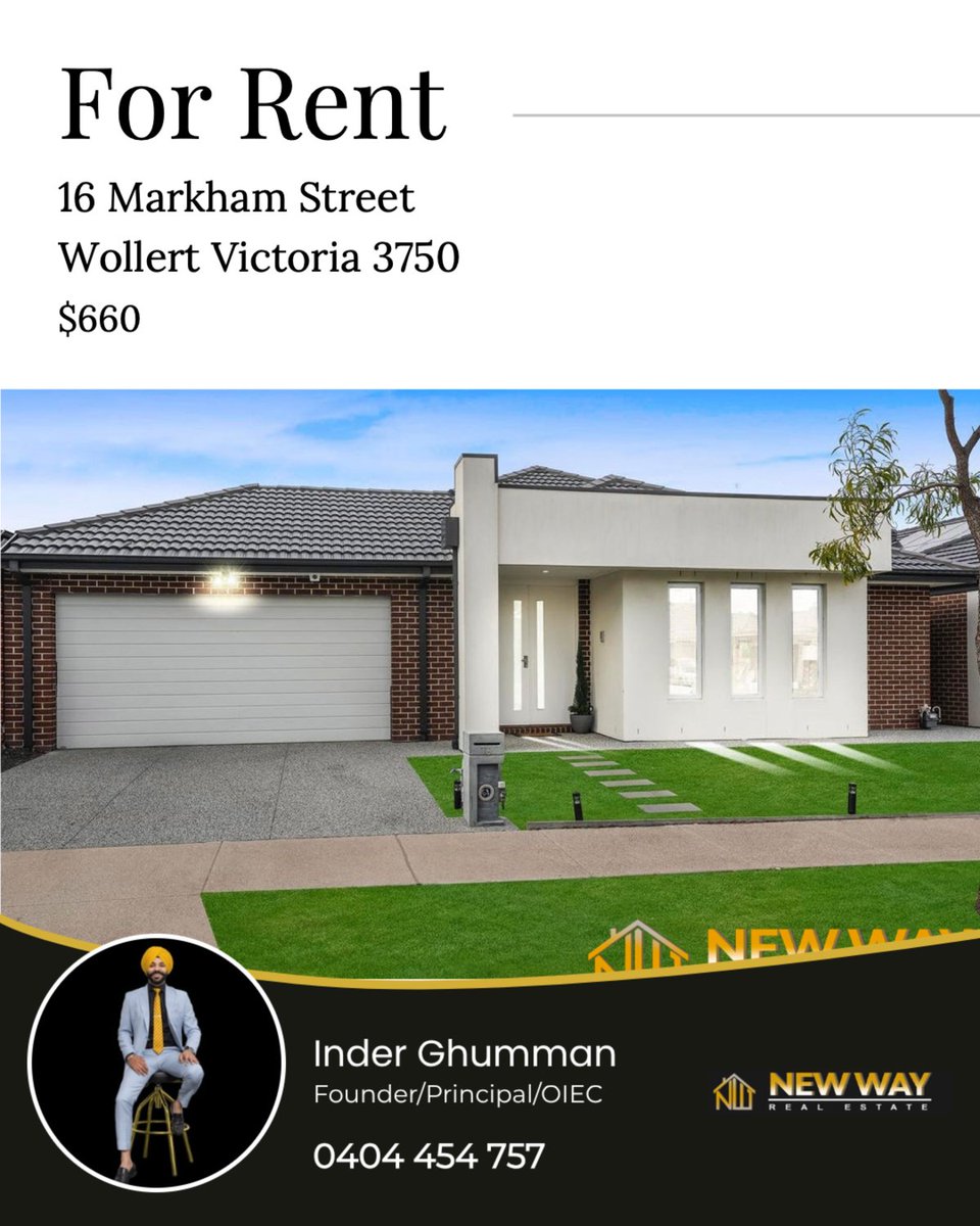 inderbirghuman's tweet image. 4 bed | 2 bath | 2 car
📍 16 Markham Street, Wollert Victoria 3750

Our latest available rental on RateMyAgent.

...
#ratemyagent #realestate #beveridge#realestate#newwayrealestate#Inderghumman#Wollert#Donnybrook#Craigieburn#Kalkallo#panjab#india#Mickleham#Melbourne#Sydney#Realto