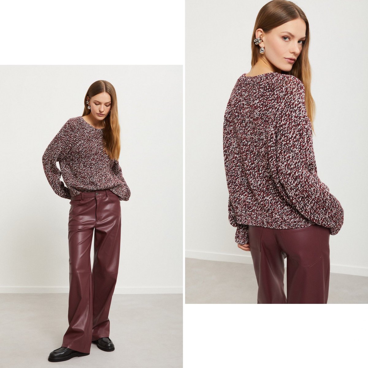 MANOAinter's tweet image. New Arrival🍷ottod‘Ame

ざっくりしたメランジニットは、ワイン系のmixカラーが素敵！綿ウールナイロンのドライタッチな風合いも、いい感じです。今年の秋冬は、何だか赤系の色味を着たい気分！
¥59400
#ottodame #sweater  #2025aw #manoainternational #selectshop #matsuyama #ehime