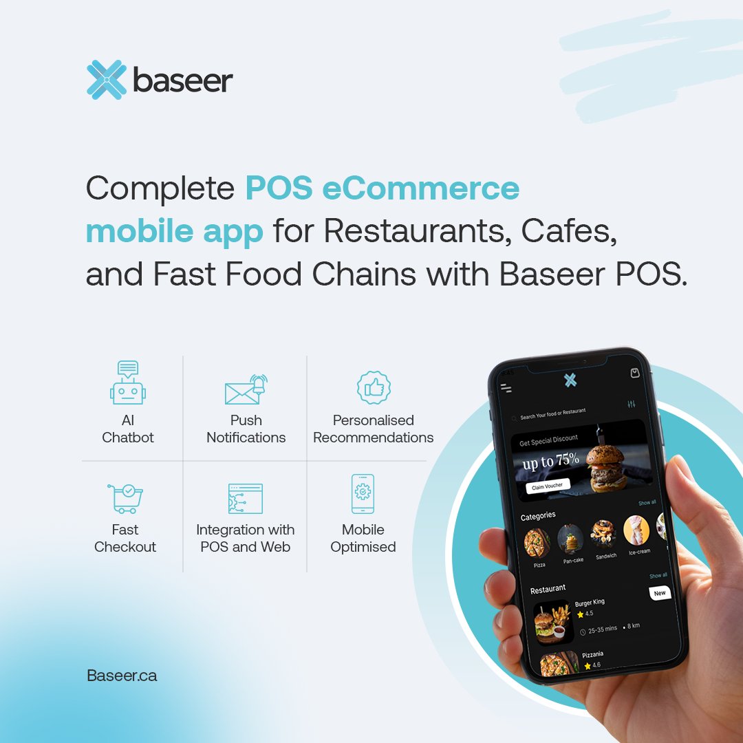 Baseer_canada's tweet image. Revolutionize your restaurant with Baseer — the all-in-one POS eCommerce app. From AI chatbots to fast checkout and seamless POS integration, grow smarter and faster.

Upgrade your customer experience at Baseer.ca 

#RetailTech #AIPOS #Restaurant #SmallBusiness