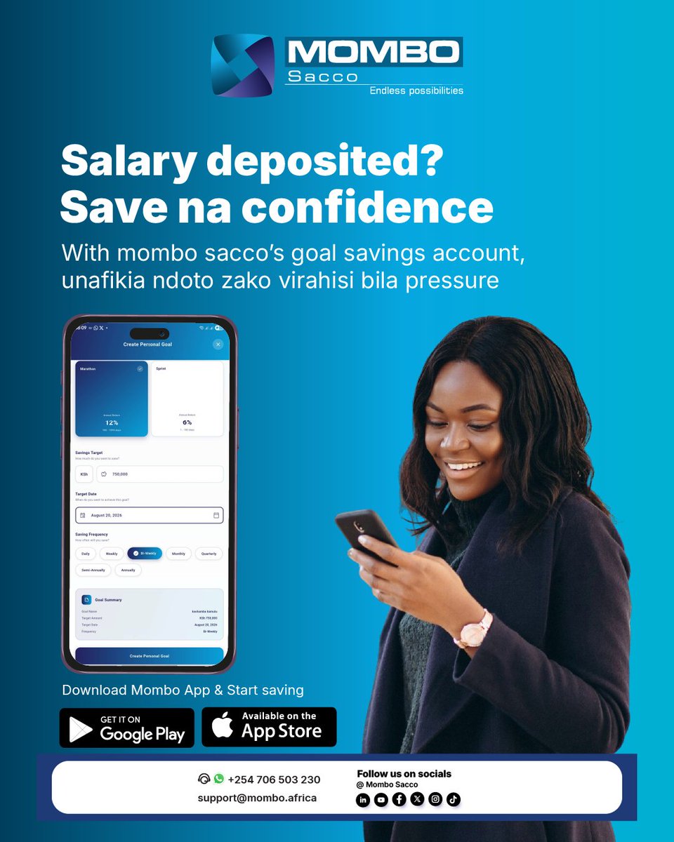 mombosacco's tweet image. Saving today ensures your tomorrow is secure! 💰 Start building your financial future by creating a goal account and saving consistently. #FinancialGoals #SaveForTheFuture #SecureYourTomorrow #StartSavingToday#mombosacco #financialfreedom