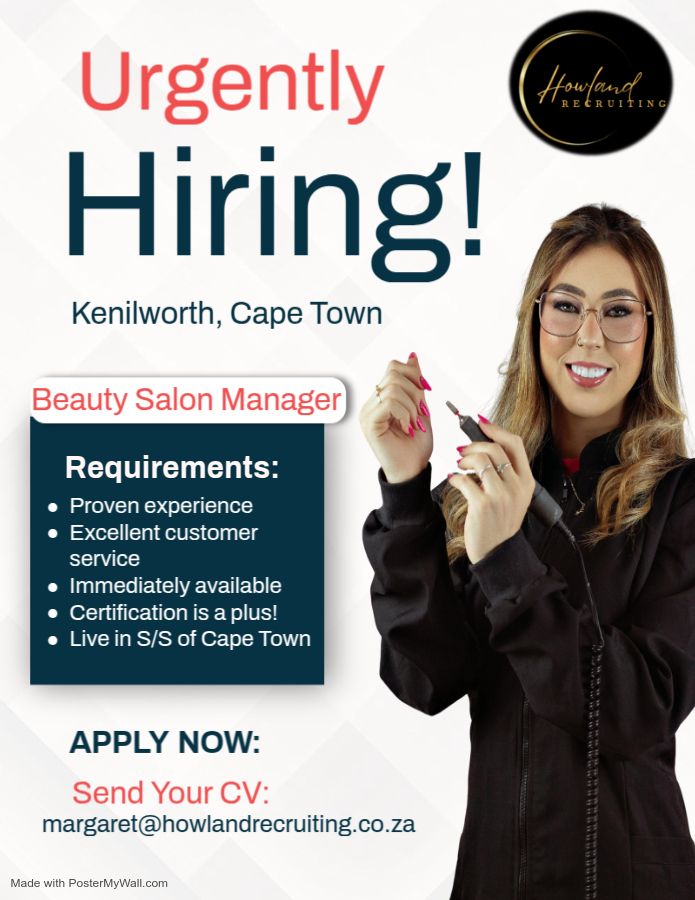 HowlandRec2024's tweet image. Are you a skilled beauty professional with a flair for leadership? Our thriving salon in Kenilworth is looking for a Salon Manager to take the reins and help shape the future of our team.