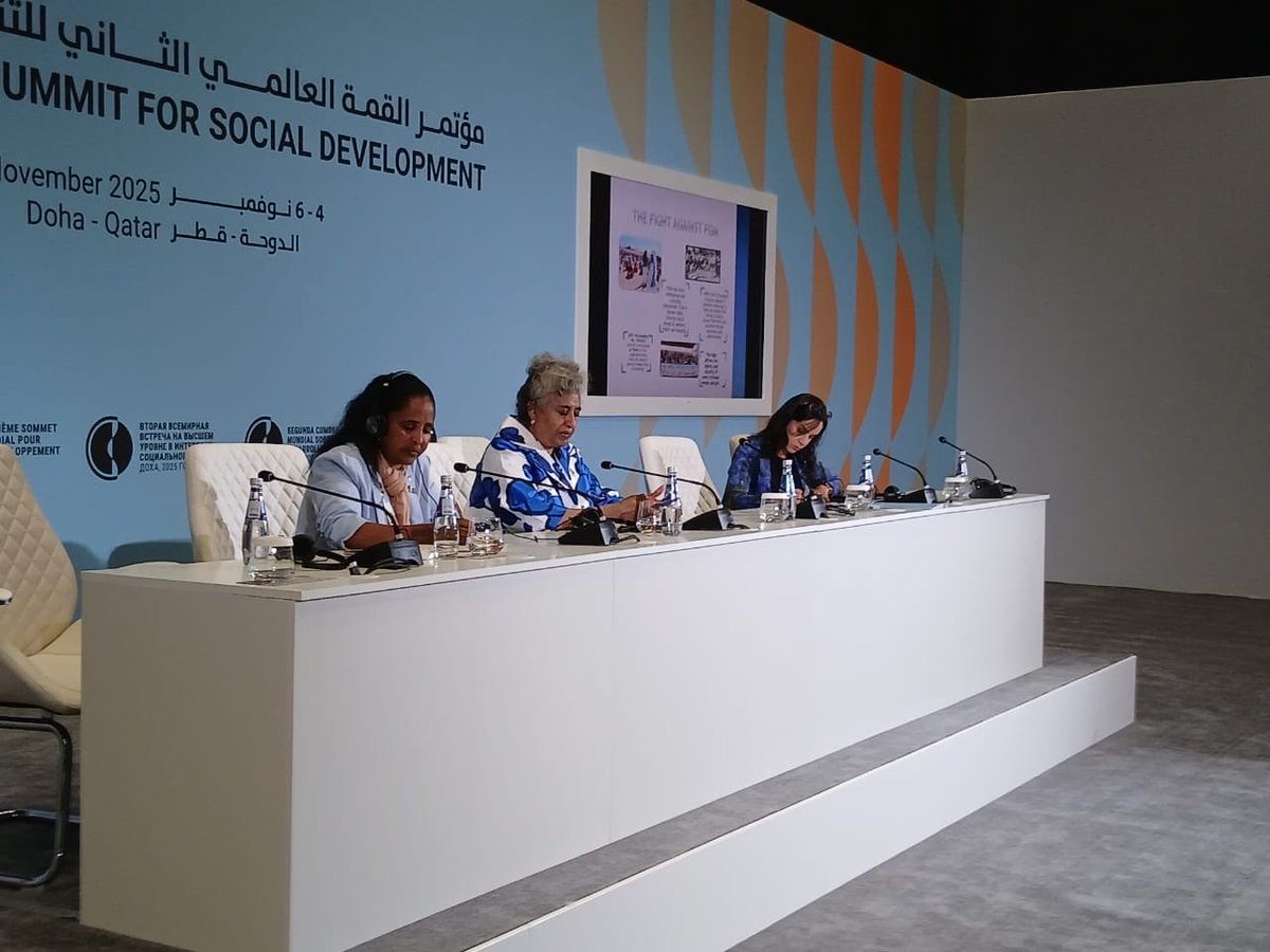 AmbStesfamariam's tweet photo. On the margins of the Second World Social Summit held in Doha, Qatar, the State of Eritrea hosted a side event titled “Advancing Gender Equality and the Rights of Women and Girls: Eritrea’s Experience and Lessons Learned.”

The event highlighted #Eritrea’s integrated approach to gender equality as a central pillar of its national development and social transformation agenda.

Mr. Mehreteab Fessehaie, Director General of the Department of Social Welfare, presented Eritrea’s national framework and progress in advancing women’s rights, emphasizing the strong policy foundations and community-based implementation mechanisms that have driven tangible results. He also outlined Eritrea’s progress in the elimination of Female Genital Mutilation (FGM).

Dr. Halima Mohammed from the Ministry of Education discussed education and empowerment as catalysts for social transformation, underscoring how equal access to education has expanded opportunities for women and girls across Eritrea. She highlighted the importance of mother-tongue education and outreach to remote and nomadic populations to ensure that no one is left behind.

A short video showcased Eritrea’s nationwide campaign to eradicate FGM, an inspiring example of community-led action and sustained public awareness to end harmful traditional practices.

#Eritrea’s campaign to eliminate FGM represents a multi-dimensional, homegrown model that combines law, education, community mobilization, religious engagement, and rigorous monitoring. While the 2007 Proclamation provided the legal foundation, true progress has emerged from grassroots behavioral change, evidenced by thousands of villages formally declaring the abandonment of the practice. Partnerships with UNICEF and UNFPA have further strengthened outreach, mapping, and data-driven monitoring, accelerating national momentum.

The recent visit of the Global Steering Committee on FGM/C, together with UN representatives, underscored international recognition of #Eritrea|s achievements and its readiness to share lessons learned. The Committee commended Eritrea’s comprehensive efforts, anchored in law, community action, including from religious leadership, as “clear evidence” that eradication by 2030 is achievable.

Ms. Nahla Valji, @UN Resident Coordinator in #Eritrea, shared her insights on Eritrea’s community based efforts in social development, advances in education and health, and commended the country’s achievements and reaffirmed the @UN|s continued collaboration in advancing gender equality and eliminating harmful practices, noting that the United Nations stands ready to support Eritrea’s national programs in line with its priorities.

The Second World Social Summit was an opportunity to assess global progress in implementing the Copenhagen Declaration on Social Development and the 2030 Agenda for Sustainable Development. 

#Eritrea actively engaged throughout the Summit, and shared its steadfast commitment to inclusive social development, equality, and human dignity as guiding principles of national policy.
