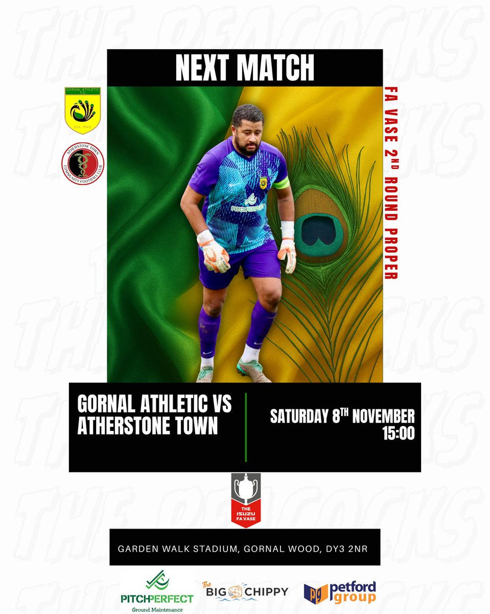 GornalAyWe's tweet image. NEXT MATCH

Second Round Proper of the FA Vase this Saturday at Garden Walk as we welcome Atherstone Town. 

Get yourself down to cheers on the boys as they look to progress against higher league opposition.

📅 Saturday 8th November - 15:00
📍DY3 2NR
🎟️£7 adults / £5 concessions…