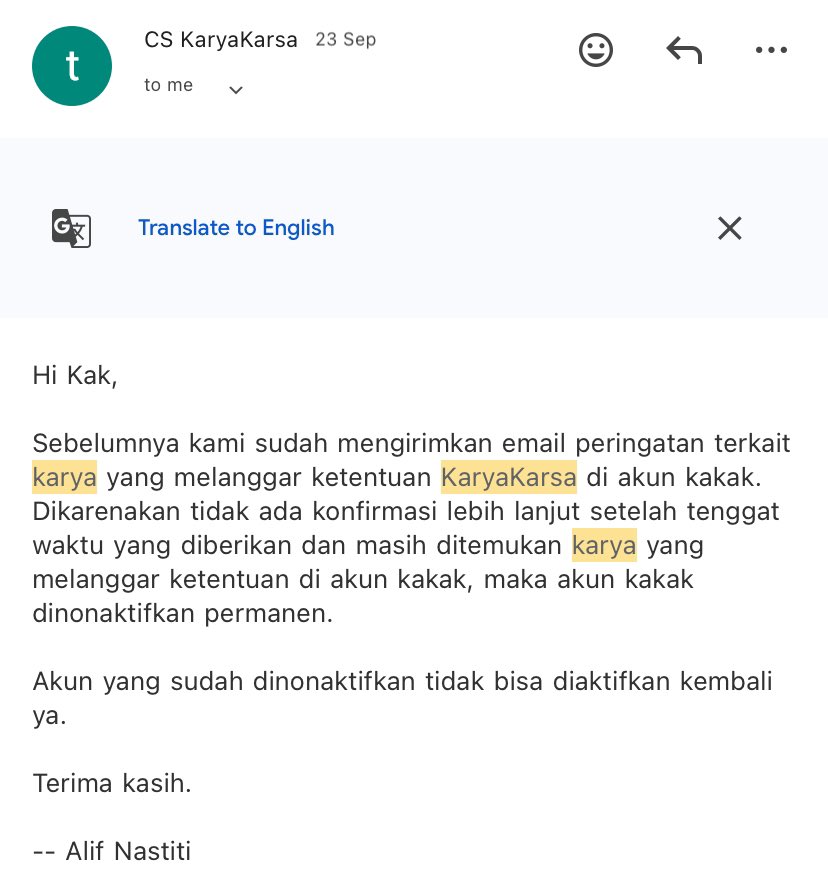 __blueliane's tweet photo. || SEKILAS INFO

jadi per tanggal 23 Sept kemarin akunku karya karsa udah di hapus permanen dan gak bisa dipulihkan, mungkin dari kejadian ini aku masih butuh banyak preparation buat lanjutin karyaku sebelum-sebelumnya karena emang salah di aku yang gak ada back up—next https://t.co/IJGkqGopZb