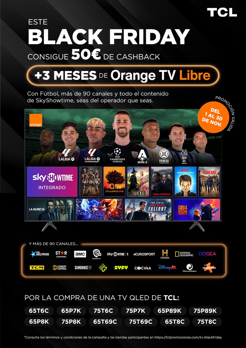monichollos's tweet image. Cashback de Black Friday con los TV QLED de @tcl_espana
🪙 Entra en monichollos.es y te contamos cómo participar 🪙

monichollos.es/cashback-de-bl…
#TCL #QLED #BlackFriday #Cashback #Promo
