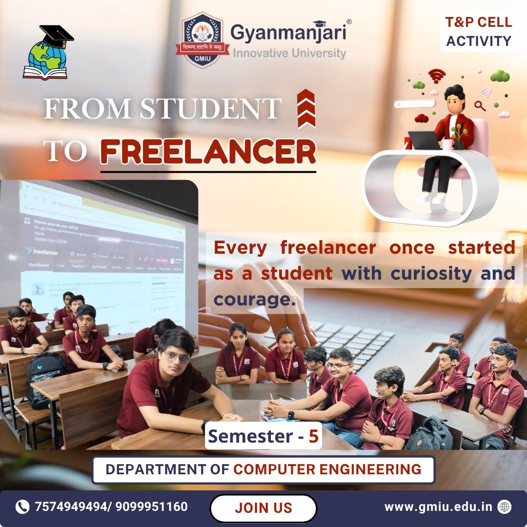 GMGC_Bhavnagar's tweet image. 🚀 From Student to Freelancer! 💻✨
Every great freelancer once sat in a classroom — full of curiosity, courage, and big dreams! 
At Gyanmanjari Innovative University, we turn your skills into opportunities 
#GMIU #GyanmanjariUniversity #ComputerEngineering #FreelancerJourney