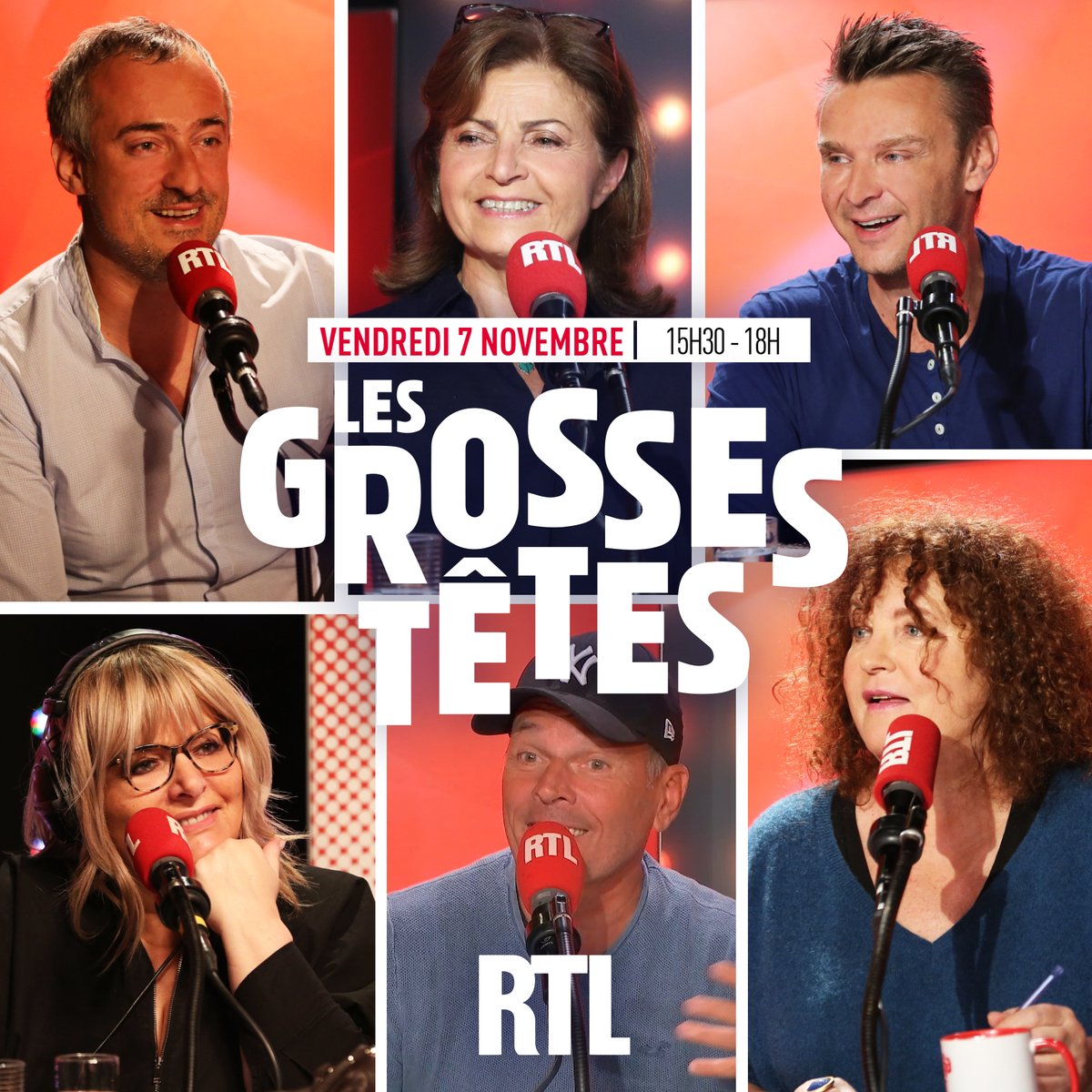 👋Bonjour à tous ! Découvrez vos Grosses Têtes de ce vendredi 7 novembre ! Autour de Laurent 
<a href="/ruquierofficiel/">Laurent Ruquier</a> : 
🎙️Sébastien Thoen
📺Valérie Mairesse
😂<a href="/lolobababa/">Laurent Baffie Officiel</a> 
💎<a href="/CarolineDiament/">Caroline Diament</a> 
🏇Darie Boutboul
🎭JeanFi Janssens
Coup d'envoi de l'émission : 15h30 sur <a href="/RTLFrance/">RTL France</a>