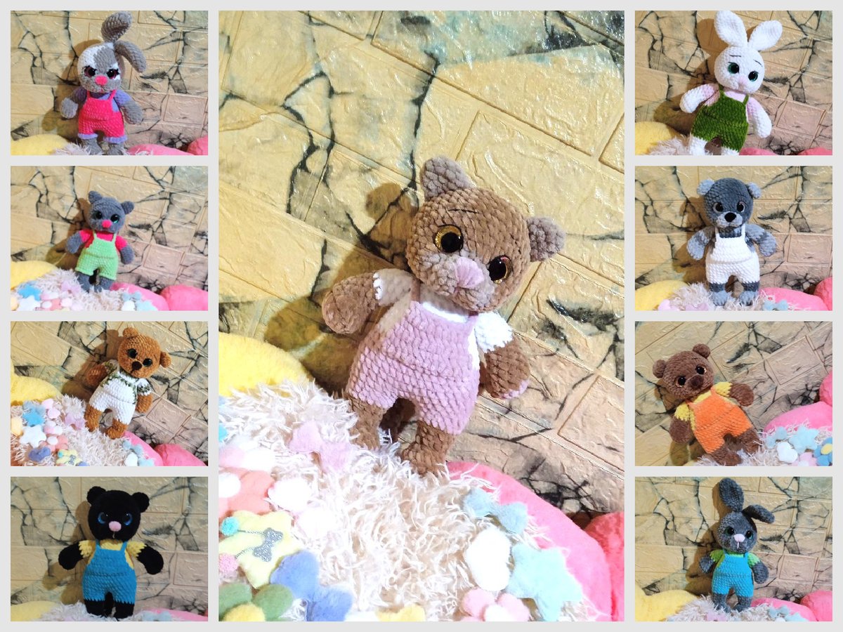 AnaVasic2's tweet image. Bebironi - odmah dostupni - I serija 🐱🐰🧸
Visina igracaka 27cm - Cena 3000,00 dinara
Unikati. Dodaci (srca, zvezde, masnice) mogu biti prisiveni po vasoj zelji, na pantalonice ili kod usiju, bilo gde po vasem izboru. Porudzbine u DM i neki komentar ispod objave ili rt.. Hvala🥰