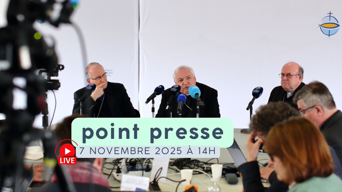 Dans le cadre de leur Conférence épiscopale, les #évêques de Métropole et d’Outre-mer sont réunis depuis le 4 nov. pour l'Assemblée plénière d’ #automne.
👉🏻 Conférence de #presse ce 7 nov., à 14 h : youtube.com/live/04GgoxVeB…
ℹ Assemblée plénière :  bit.ly/4825tiY
#Eglise