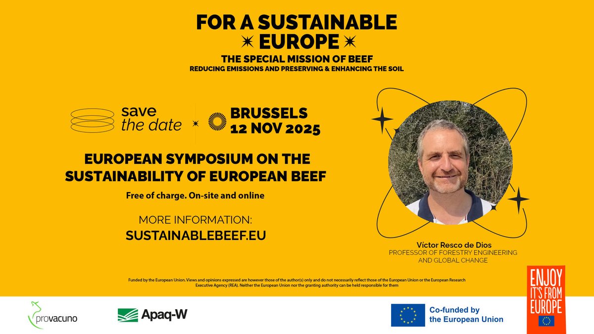 Provacuno's tweet image. 🇪🇺 I Simposio sobre la Sostenibilidad del Vacuno de Carne Europeo

🎙️ @rescodedios es profesor de Ciencias Forestales y Cambio Global en la @UdL_info y coordinador de la Unidad de Investigación Conjunta entre el @ctforestaly @Agrotecnio. 

 👉 vacunosostenible.eu/simposio/#insc… 

#SEUB2025