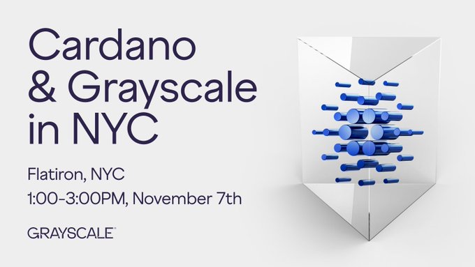 BREAKING NEWS: 

CARDANO TAKES CENTER STAGE IN NEW YORK😱😱😱

<a href="/Grayscale/">Grayscale</a>  will feature Cardano $ADA at its Crypto 5 ETF ($GDLC) event happening today at Flatiron Public Plaza, NYC.

Is $ADA about to become Wall Street’s next big story?