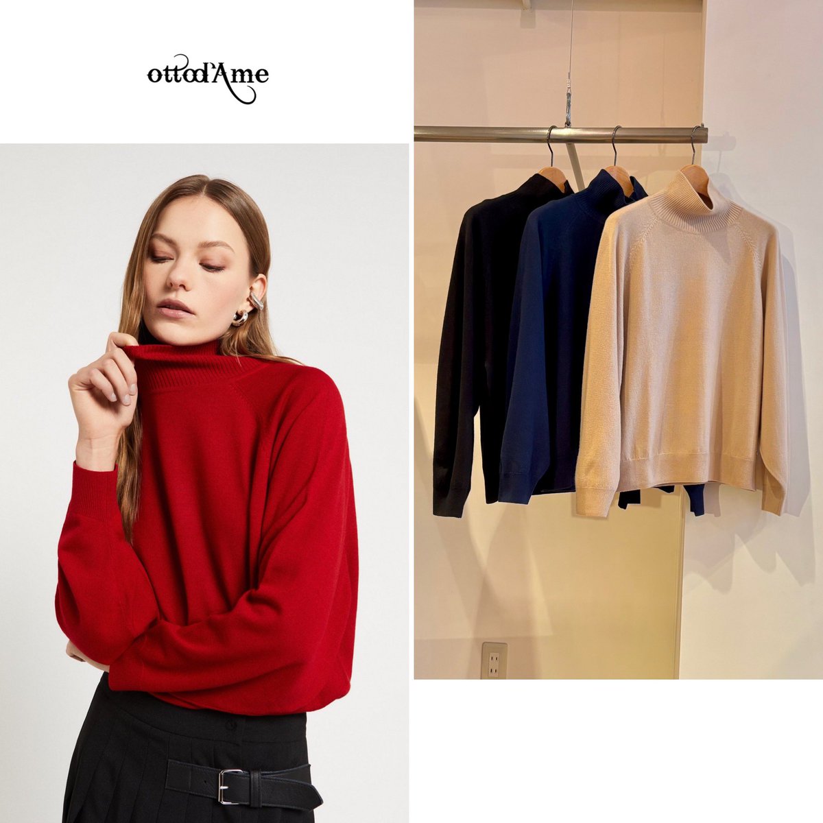 MANOAinter's tweet image. New Arrival🐏ottod‘Ame

さらっとした風合いが魅力なメリノウール100%タートルセーター。冬コート下に着るセーターとしても丁度良い薄さで、インにTシャツのレイヤーもしやすい、使い勝手の良いタイプ。幅広ラグラン袖で、さり気なくデザインアクセントが効いてます👏
ベージュ、ネイビー、黒¥29700