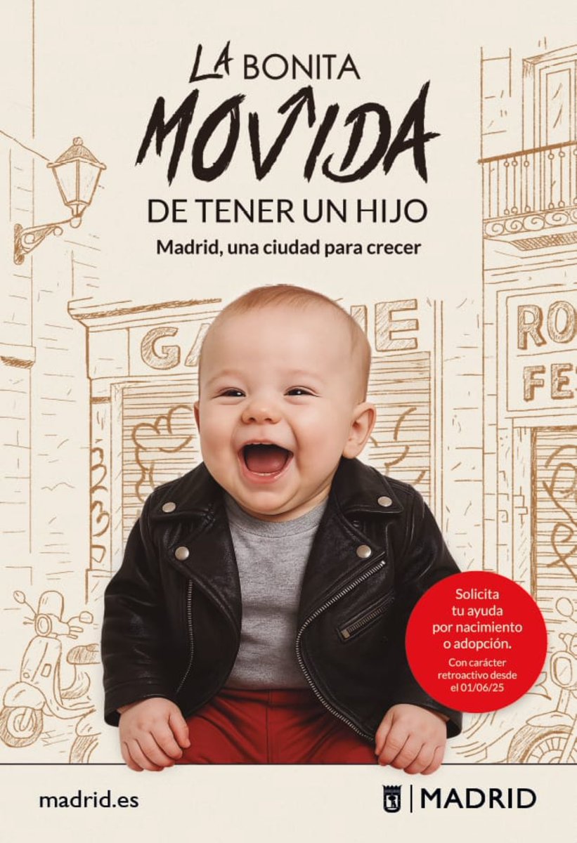 La nueva publi de Madrid: la bonita movida de tener un hijo. Así cuando te echen del piso te lo puedes llevar contigo 🩷🩷🩷