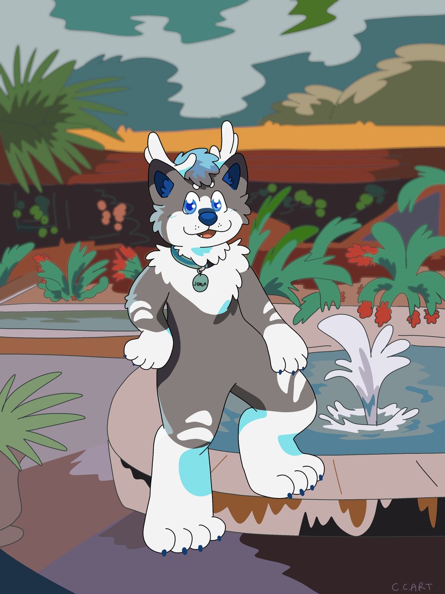 ccartstuff's tweet image. Experimental piece featuring JengaReinwolf, using his fursuit photo as reference! 🐾✨