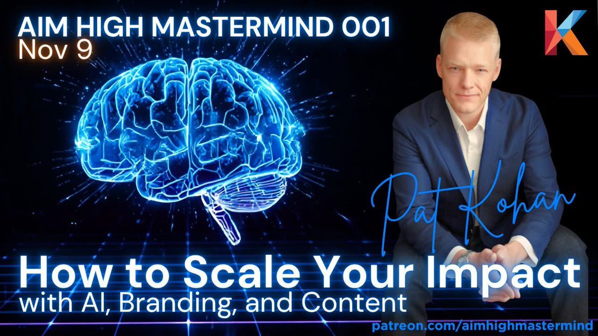 Big ideas. Bigger impact!
This Sunday, Patrick Kohan joins AIM HIGH to lead on "How to Scale Your Impact with AI, Branding &amp; Content."

Spots for the AIM HIGH Mastermind are still available at patreon.com/aimhighmasterm…
<a href="/2chattypatty/">Patrick Kohan</a>  <a href="/OfficialTHSADA/">THSADA</a> <a href="/THSCAcoaches/">THSCA</a> 
#GrowthMindset