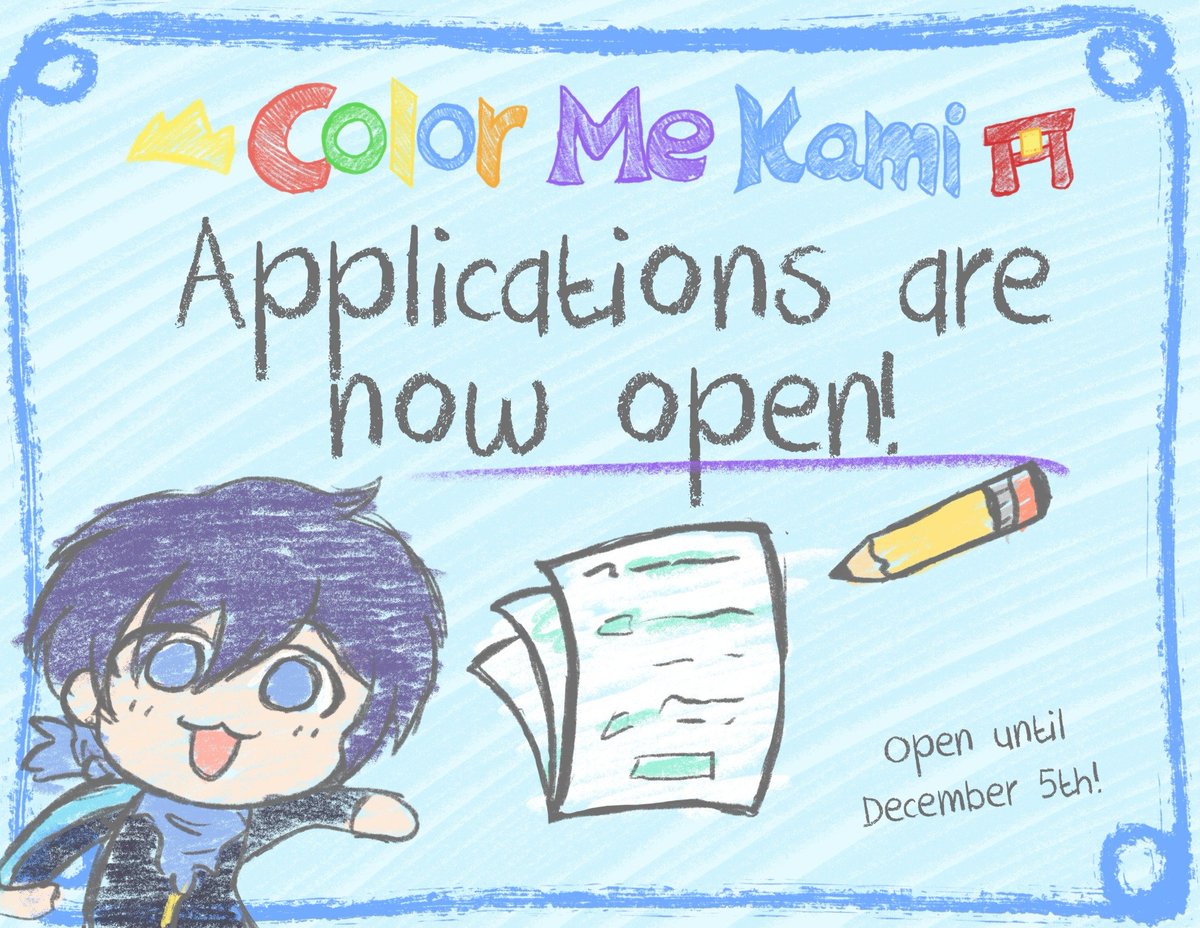 ✨Color Me Kami Applications are Now Open!✨

Calling all line artists and puzzle makers! Contributor apps for our coloring/activity book zine are now open!

All links &amp; details can be found on our Carrd below and in our bio! We look forward to seeing your fantastic ideas 😊🖍️