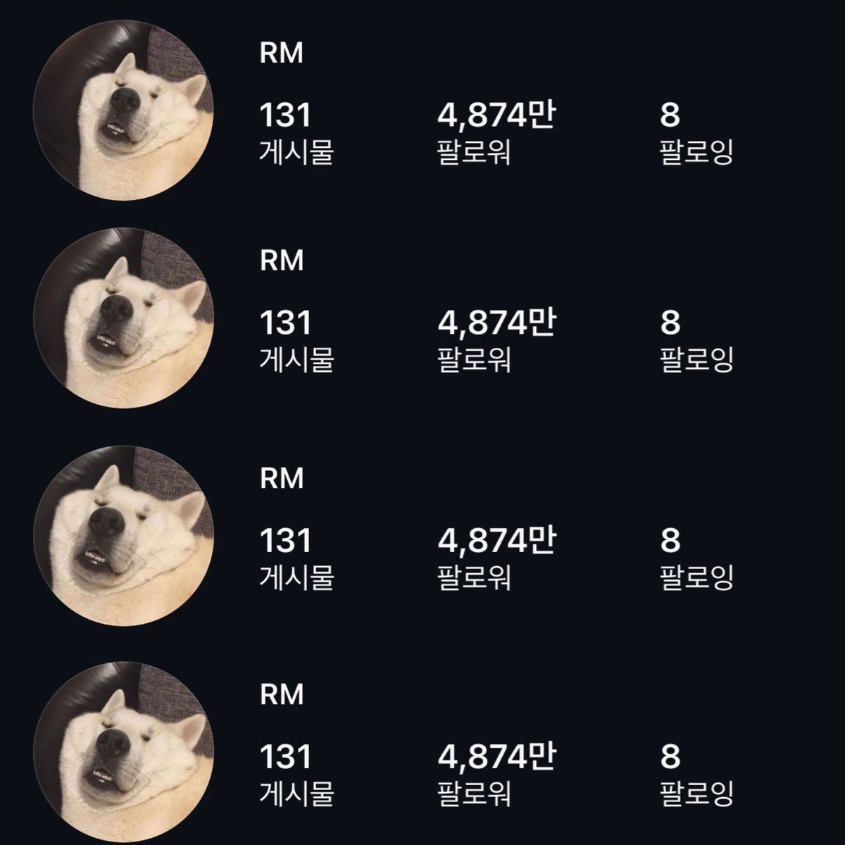 jooniefighting's tweet photo. #RM 인스타그램 프로필 디테일 변경

지금까지 총 4번 조정 함 ㅋㅋㅋ 떡실신강아지 조금 확대했다가 마지막엔 줄임 ㅋㅋㅋㅋㅋㅋㅋㅋㅋㅋ 모르겠다구요? ㄴ ㄴ 이 갬성은 그냥 느끼는거야 https://t.co/SOpp9HXGtO