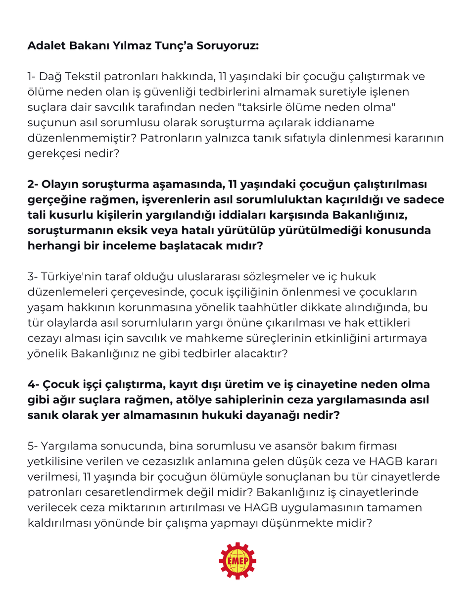 Suriyelilere ev sahipliği yaptıklarıyla övünenler 11 yaşında Ahmet Haskiro’yu önce işçileştirip sonra öldürdüler!

Karşılığında patronlar hiç yargılanmadı, bina sorumlusu ve asansör bakım firması yetkilisine 2 yıl bile etmeyen cezalar verip ona da HAGB uyguladılar. 

Yargı açık
