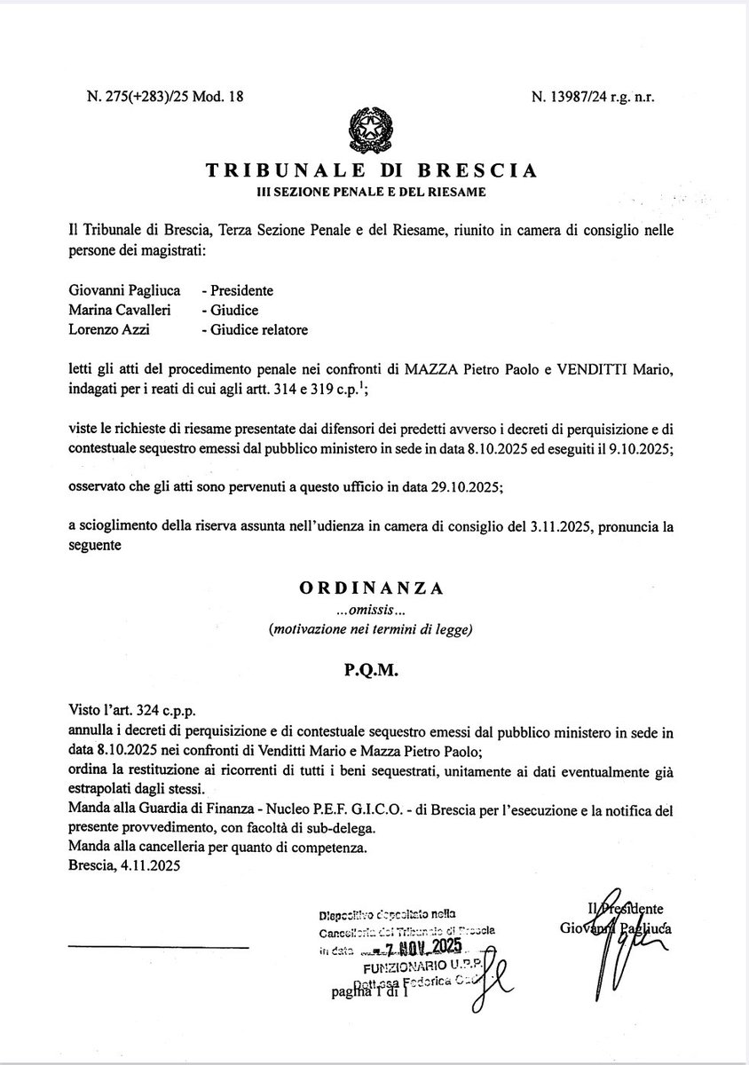 A naso, seguendo la sceneggiatura di questa inchiesta, appare chiaro che la Procura di Brescia sappia.
Sappia cosa è accaduto, sappia dove cercare, sappia perfino chi.
Ma una cosa è sapere, un'altra è provare.
Trasferire ciò che si sa in ciò che si può dimostrare davanti a un