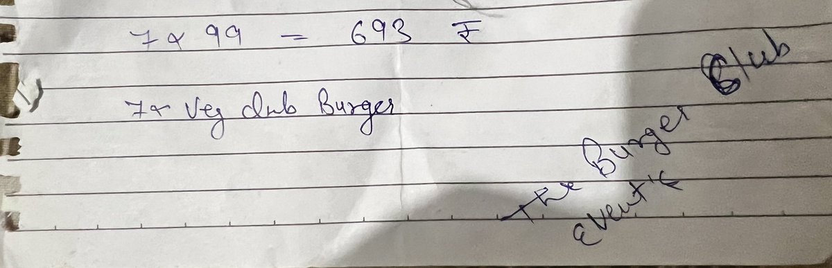 mathur_vanshi's tweet photo. @nch1915 I purchased Food items worth ₹693 from @Theburgerclubin on 04/11/2025 at 6:40pm. But instead of proper bill I was provided with just a handwritten slip, despite asking for proper bill several times. I need to submit that bill, for reimbursement. Grievance No. 8124966 https://t.co/g1gVSqNAbR