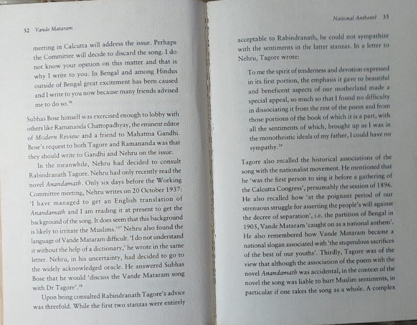 Jairam_Ramesh's tweet image. These extracts from Sabyasachi Bhattacharya&apos;s definitive biography of Vande Mataram give the background to the Congress Working Committee (CWC) resolution of Oct 29, 1937 which adopted Vande Mataram. Three days before the meeting, on October 26, 1937, Tagore wrote to Nehru on…