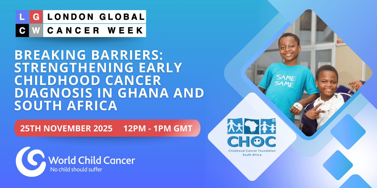 Early diagnosis saves lives but how do we make it happen everywhere?

Join World Child Cancer &amp; @CHOCChildhood for Breaking Barriers, part of #LondonGlobalCancerWeek

Learn what’s working and what’s next for early childhood cancer diagnosis

Register here: bit.ly/47n5CgL