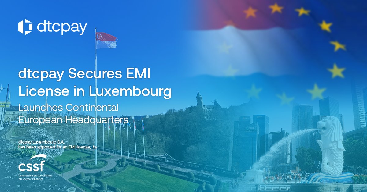 ✨ Bringing tomorrow’s payments to Europe, today. ✨

#dtcpay Luxembourg S.A. has been approved for an EMI license by the CSSF 🇱🇺 — a key step toward secure, transparent, and compliant payments across Europe.

🔗 bit.ly/4i4JfR7
#Fintech #Web3