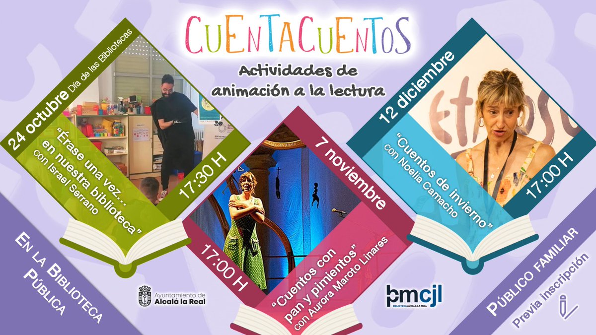Esta tarde:  "Cuentos con pan y pimientos” con Aurora Maroto Linares. Público familiar. 17:00 h. Sala Infantil de la
<a href="/BibAlcalalaReal/">Biblioteca Pública de Alcalá la Real</a>