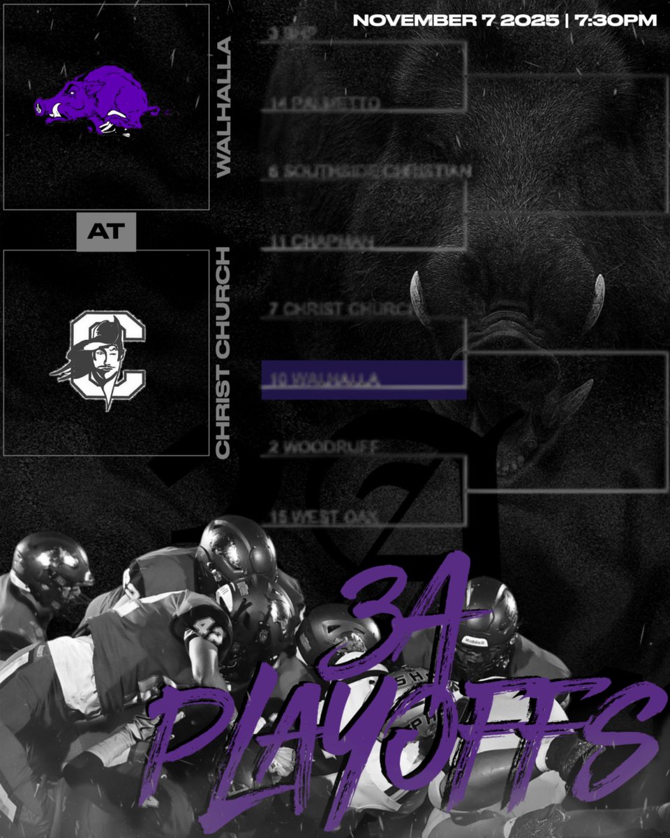 3A State playoffs begin tonight! Walhalla travels to Christ Church for Round 1! Kickoff is set for 7:30
#relentlesspursuit
