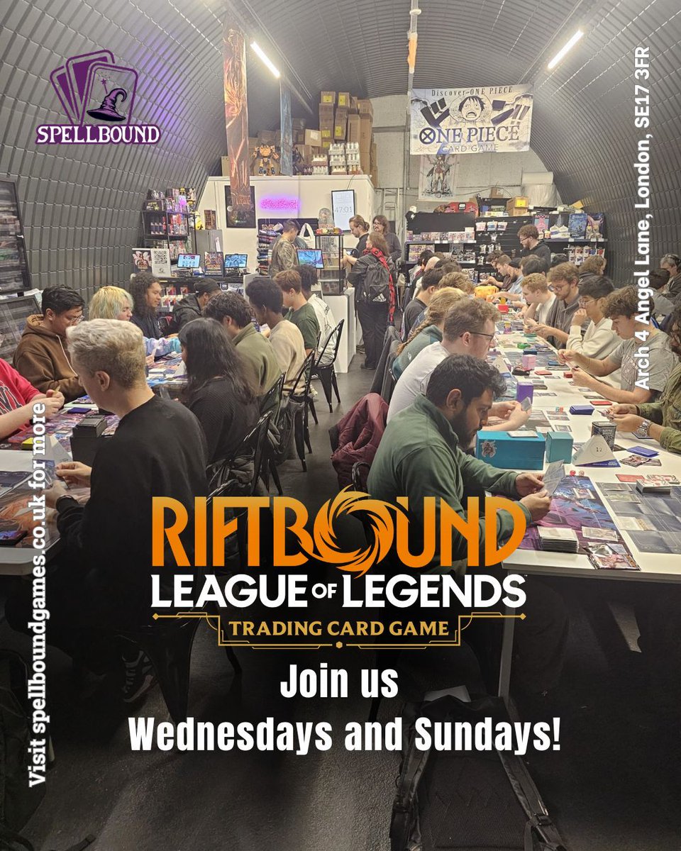 Our first <a href="/playriftbound/">Riftbound</a> Nexus Night had 37 people!

Come join the most exciting scene for Riftbound on Wednesdays and Sundays at Spellbound!

#playriftbound