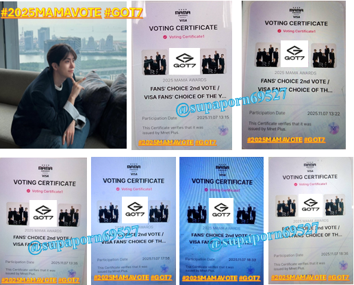 ขอบคณยองแจ🦦ที่ทำให้เรากล้าคุยกับคนรอบข้างมากขึ้น ขอบคุณทุกคนที่ให้ยืม 📲โหวต รอบเย็น สู้ๆ 
💌Fans’Choice Male 
💌Visa Fans’Choice of The Year          
เกณฑ์การนับคะแนน  
✅โหวตแอพ mnet plus =90% 
✅รี/โพสต์ x =10%   
#2025MAMAVOTE #GOT7