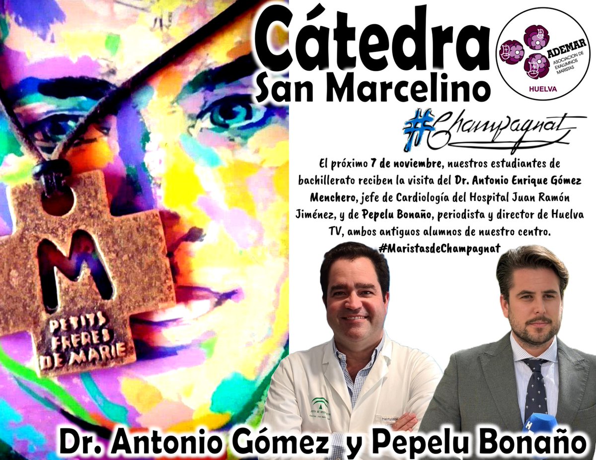 #CÁTEDRASANMARCELINOCHAMPAGNAT‼️

Qué bonita sensación han experimentado hoy nuestros ponentes Antonio Gómez Menchero y Pepelu Bonaño en <a href="/MaristasHuelva/">Maristas🧡Huelva</a> ❤️

Experiencias, consejos, anécdotas...🩺📺

Seguro que ha sido útil para el alumnado que este curso se despide del centro😀