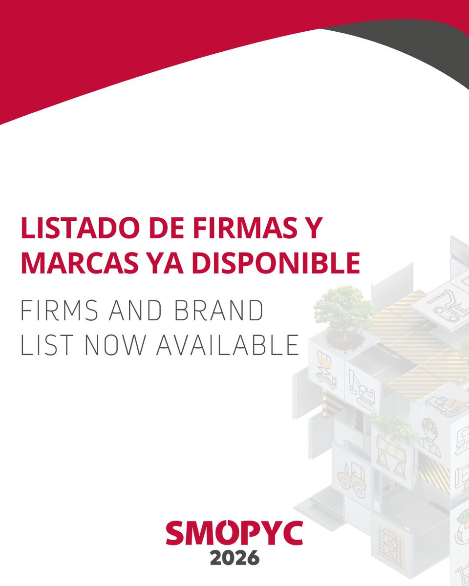 ¡Ya puedes consultar el listado de firmas y marcas participantes en #SMOPYC2026!

🔗 Disponible ahora en nuestra web: feriazaragoza.es/files/personal…