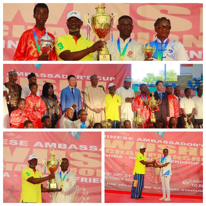 SescoLove's tweet photo. Chinese Ambassador @YDunhai promoting and promised more #collaboration &amp; #development of #Wushu in Nigeria using #sport as a powerful bridge for #culturalexchange
Presenting Trophies to athletes
Chairman, DirectorGeneral @NatSportsComm
@ShehuDikko @BukolaOlopadee
@mykeleneduwa https://t.co/mM2GvcTHuj