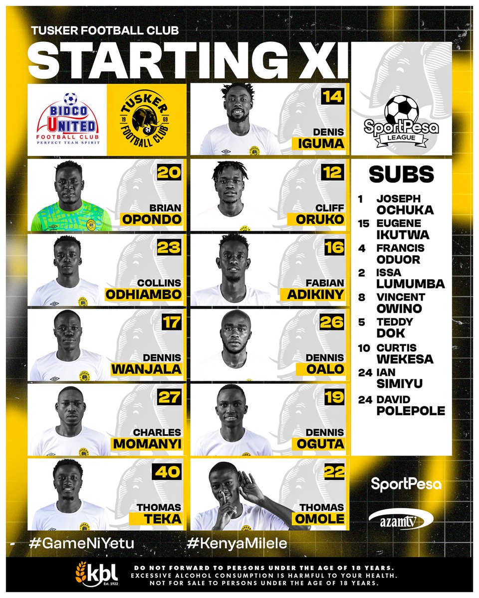 This is how we line up to face Bidco United.

▪️Save for one change, Oalo starting in place of the injured Kapaito, the boss has maintained the same starting XI for a third consecutive game. 

#KenyaMilele #GameNiYetu