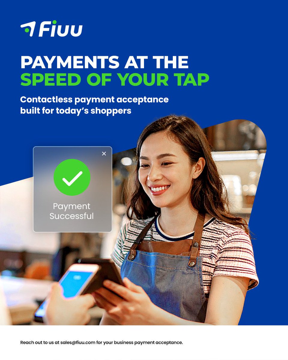 FiuuPayment's tweet image. 𝐎𝐧𝐞 𝐓𝐚𝐩, 𝐄𝐧𝐝𝐥𝐞𝐬𝐬 𝐂𝐨𝐧𝐯𝐞𝐧𝐢𝐞𝐧𝐜𝐞 
 
Customers are moving beyond cash and seeking seamless digital experiences. With #TaptoPay, your business delivers fast, secure #contactless #payments that match today’s expectations.